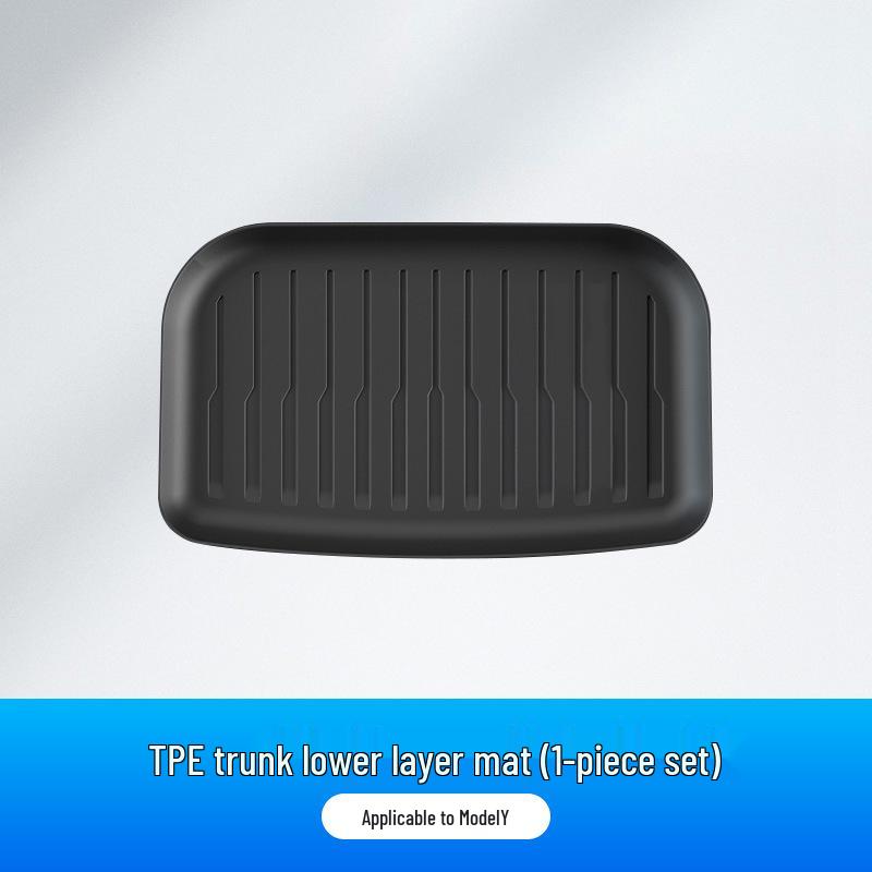 Tesla Model Y Trunk and Front TPE Mat Set - One-Piece Rear Tail Box Mat Accessory