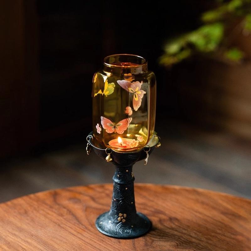 Candlestick cloud pattern flower shadow butterfly sleep Ming and Qing new Chinese tea room retro home atmosphere light 1Pc