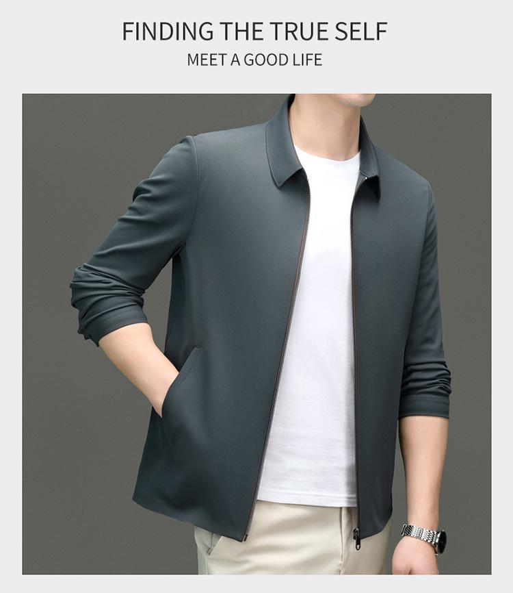 Men's Windproof Business Casual Jacket - Autumn/Winter Lapel Zipper Coat