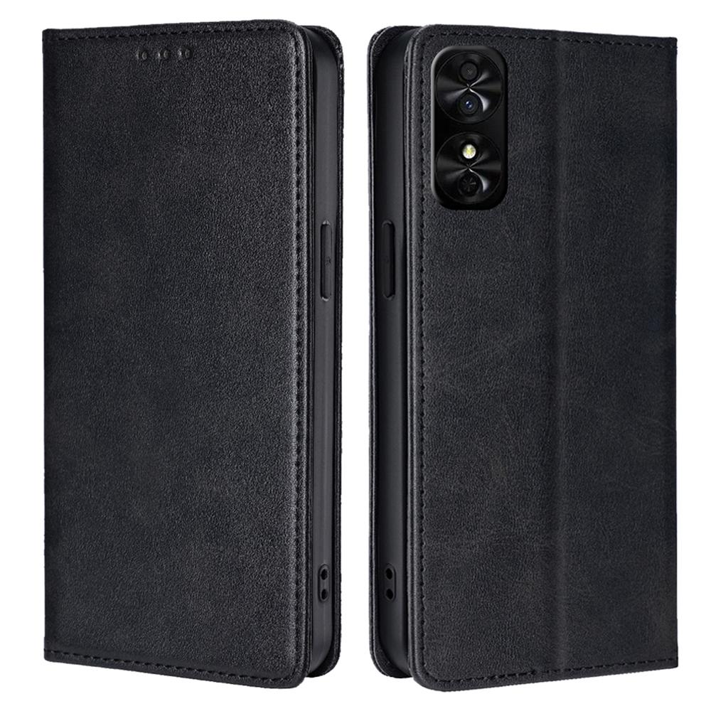 

For TCL 50 SE Shockproof Phone Case Calf Texture Leather Folio Flip Cover with Card Holder Black