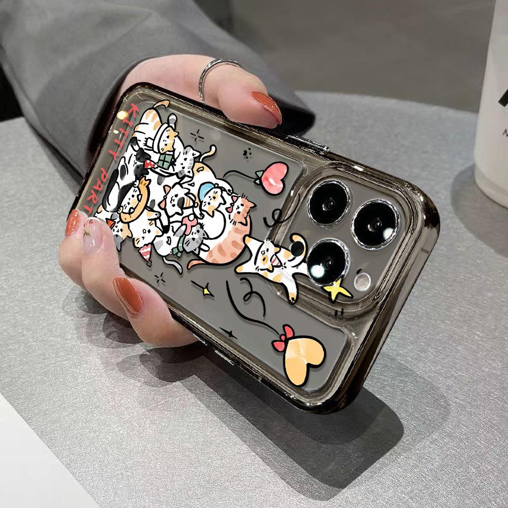 Animal Cat Phone Case For iPhone 15 Pro Max 11 13 14 12 XR X Xs 7 8 Plus SE SE3 15promax 14promax Soft TPU Clear Covers Fundas