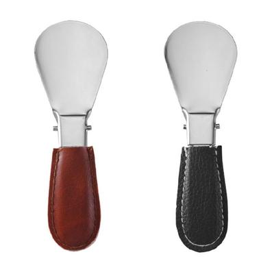 Portable Foldable Stainless Steel Shoehorn Compact Design with Faux Leather Handle For Seniors Travel And Home Use