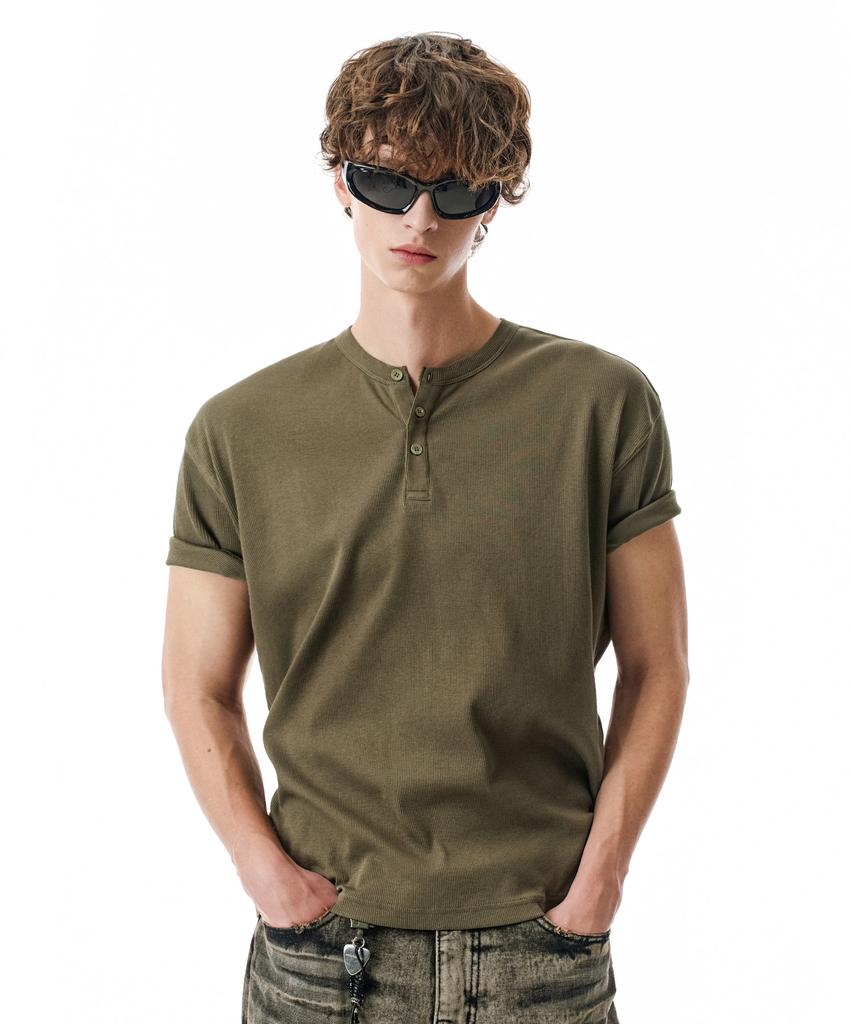 Sekeonmonollogeu [Otmisae Mihol Collaboration] Muscle Fit Henley Neck Tee [6 Colors]_Sets066