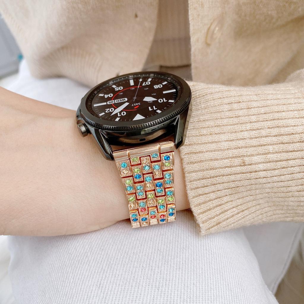 22mm luksusowy metalowy diamentowy pasek do zegarka Samsung 3 45mm / Gear S3 / Huawei GT3 GT2 Pro / Amazfit GTR 4 3 2 diamenty honor magicwatch 2 46mm pasek