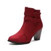 35-43 Large Size European and American Autumn and Winter New Matte Martin Boots Women's Belt Buckle Thick Heel Short Boots