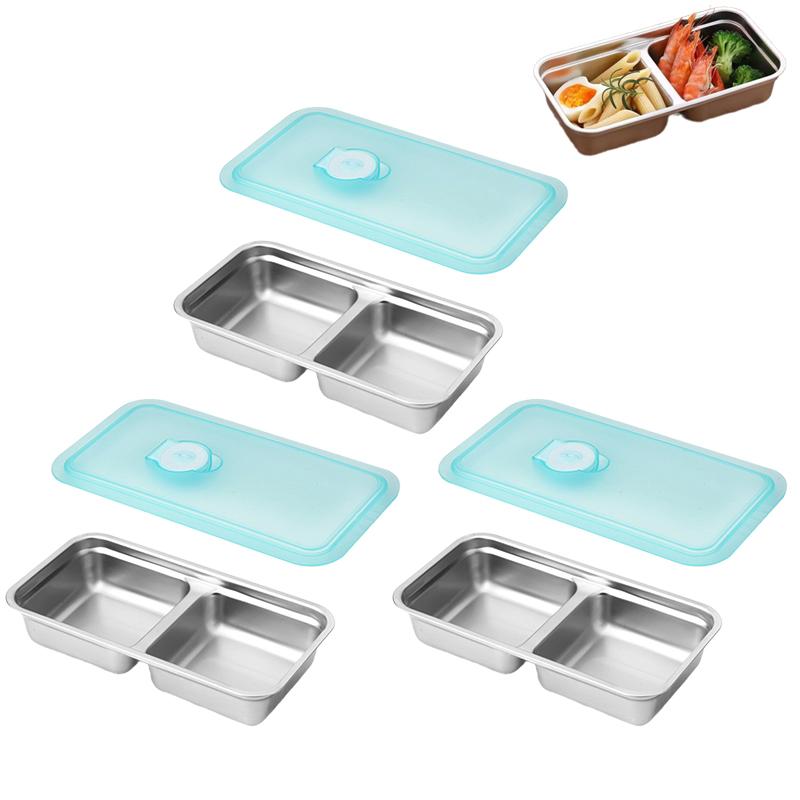 Grab And Go Snack Containers Reusable, Stainless Steel Double Compartment Snack Containers