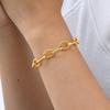 Stainless Steel Oval Twist Handmade Chain Gold Bracelet Female 2411