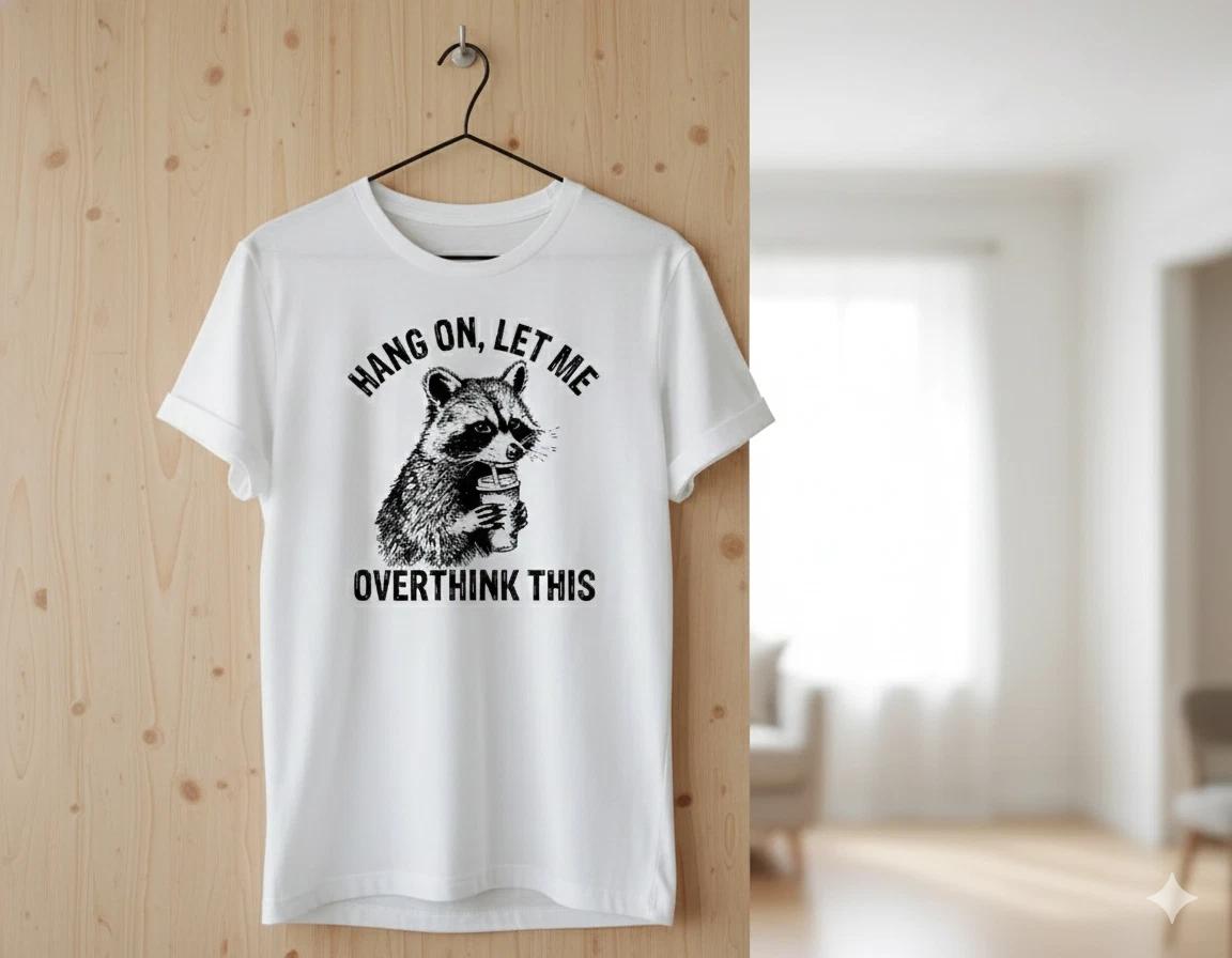 Unisex Adult Funny Graphic Fny Raccoon Overthink Graphic isex T-Shi... XXL
