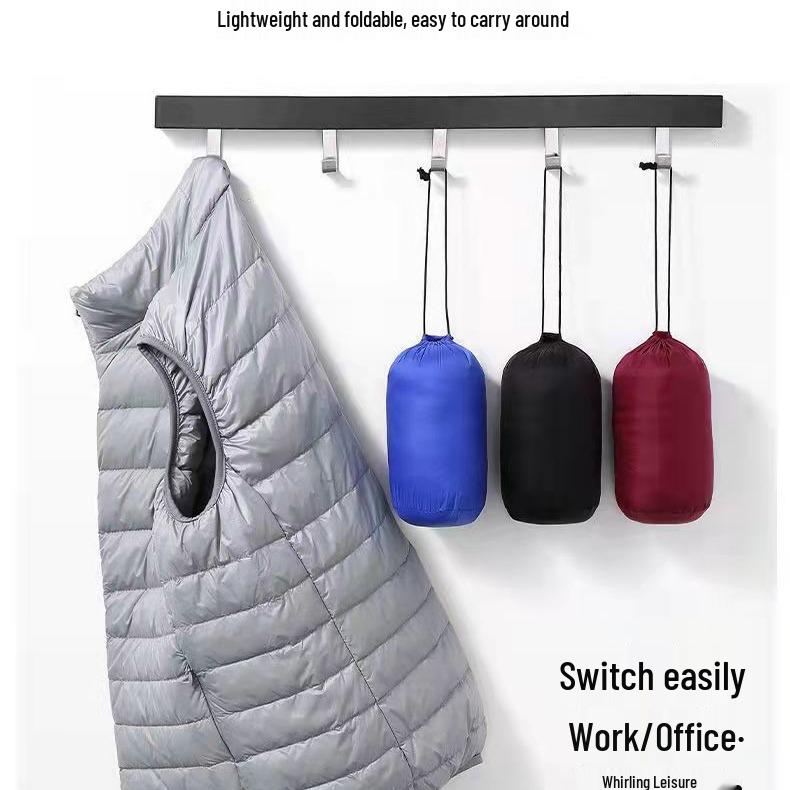 Men's Slim Fit Lightweight Down Vest - Plus Size, Stand Collar, Sleeveless, 2025 Collection