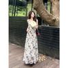 New Chinese ink butterfly printing suspender dress femininity long skirt 2026 summer new