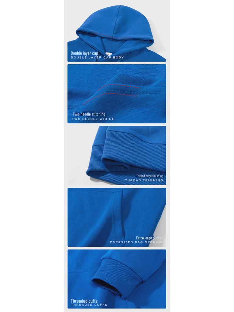 Autumn 320g Unisex Loose Fit Double-Sided Hooded Cotton Blend Sweatshirt