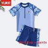 Navy Kids Swimsuit With Polyester Fabric For Water Sports And Sun Protection For Boys And Girls