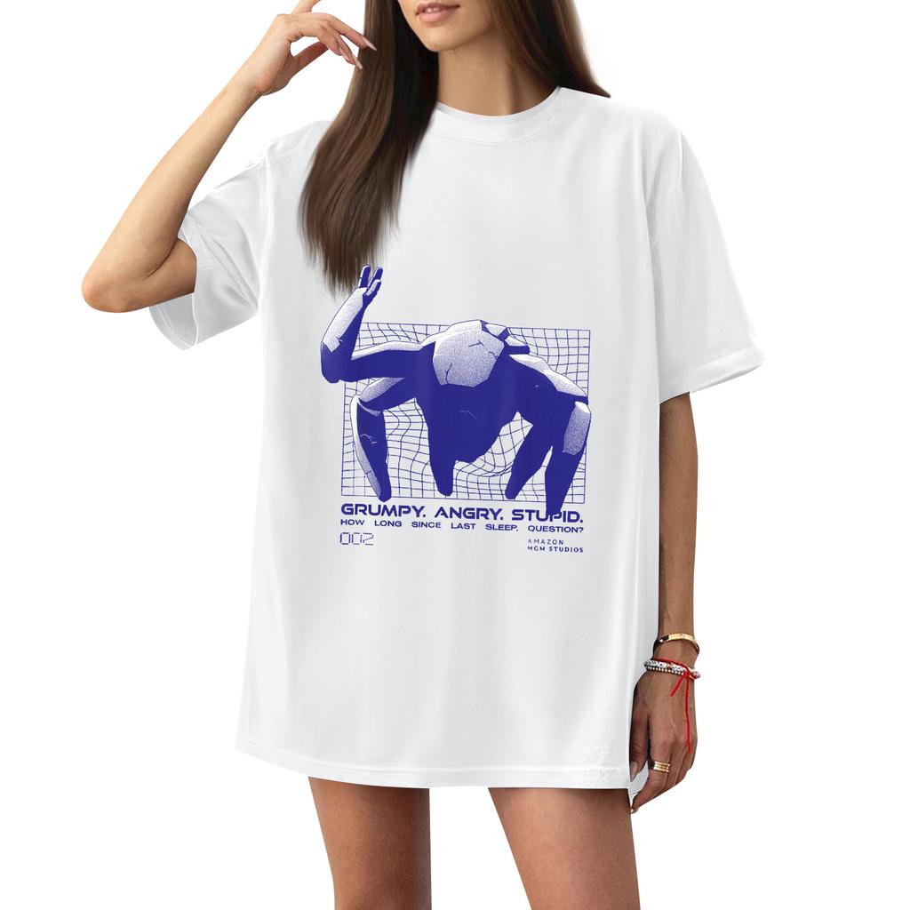 Women's Casual Printed T-Shirt Round Neck Pullover Short Sleeve Top