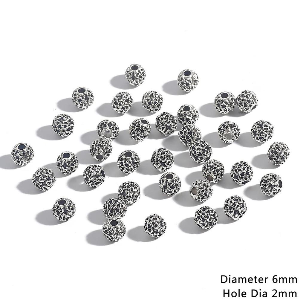 6 mm 20 stk hule antikk sølv vintage metallperler for DIY smykker