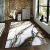 Marble Design Carpet with White, Black, and Gold Streaks for Bedroom Suitable for use as an anti-slip for living room bedroom sofas