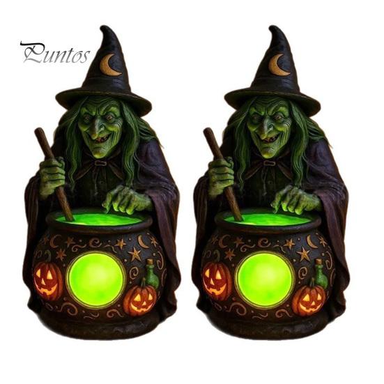 Schlafzimmer Schreibtisch Dekorationen Halloween Hexe Kessel Lampe, Harz Statue Ornament, Gruselige Dekorative Kreative Haus Garten Dekor Licht für Schreibtisch