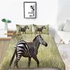 Zebra Duvet Cover Set King Queen Size Polyester Comforter Cover Black And White Stripe Wild Animals For Kids Teens Bedding Set