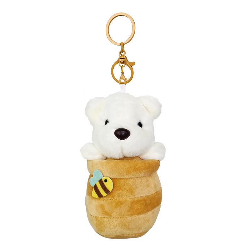 Adorable Plush Honey Jar Bear Keychain Cute Car Doll Student Backpack Accessory