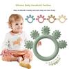 Handheld Multicolor Silicone Baby Ring Teether Anxiety Teething Toys 0-12 Months Chew Beads Sensory Gum Relief Soother Baby