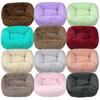 Winter Plush Pet Bed Square Dog Cat Nest Long Fur Cozy Cushion for Small Breeds Indoor
