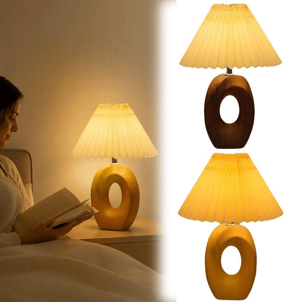 Pleated Design Desk Lamp Ceramic Base Minimalist Style Bedside Lamp Dimmable Advanced Atmosphere LED Desk Lamp Reading Light