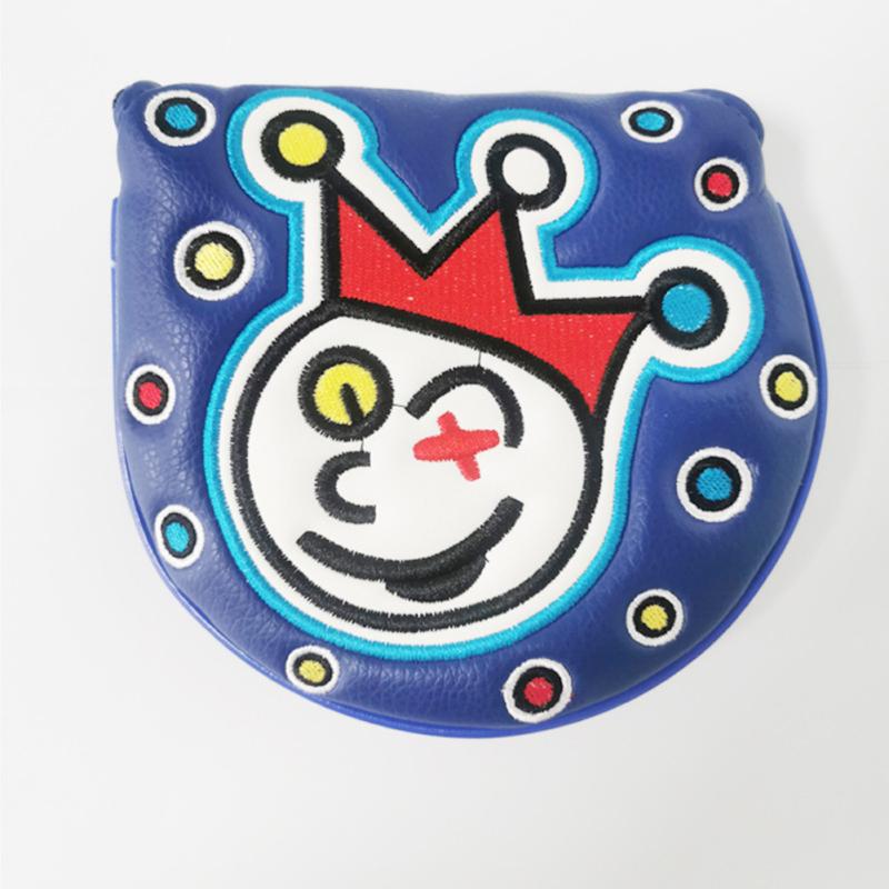 

Клоун Вышивка Головной убор для гольфа из искусственной кожи Гольф-клюшка для головы Защитный чехол для гольфа Аксессуары для гольфа синий