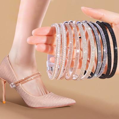 1 paar Frauen Anti-lose High Heels Elastische Schuh Strap Gürtel Einstellbar mit Diamant Keine Krawatte Faul Schnürsenkel Schnalle zubehör