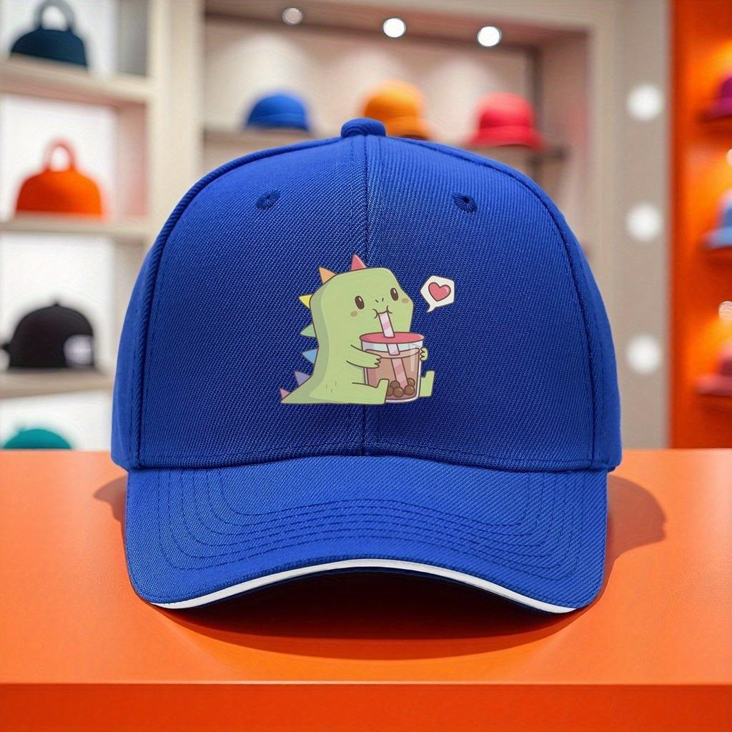 Dinosaur Boba Tea Baseball Cap Cute Kawaii Rainbow Spikes Adult Casual Cotton Sun Hat