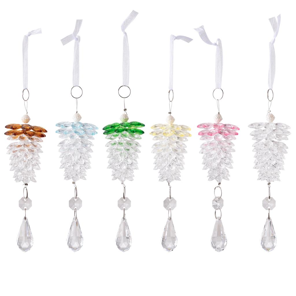 Christmas New Decorative Transparent Crystal Pine Cone Pendant Small Tree Ornaments Simulated Acrylic New Year Ball Tree