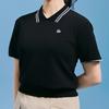 CHALLENGER Women'S Essential Rayon Blend Collared Short Sleeve Knit Pullover Black