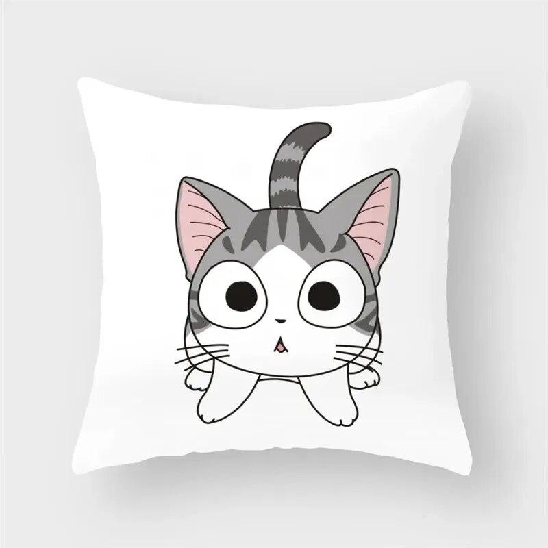 45x45cm Funny Cute Cat Cushion Cover Cartoon Pet Pillowcase for Living Room Sofa Bedroom Home Decoration Pillowcase
