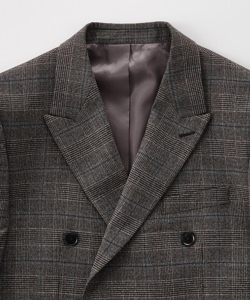 STCO Easy-Care Double-Breasted Glen Check Formal Jacket_Brown (Classic Fit)_Ssjud52Dch