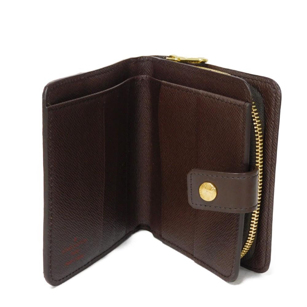 Used Damier Compact Zip Billfold Card Case with Brown Snap Button, 12564, and Coin Purse (N61668 7941 Logo) from Japan
