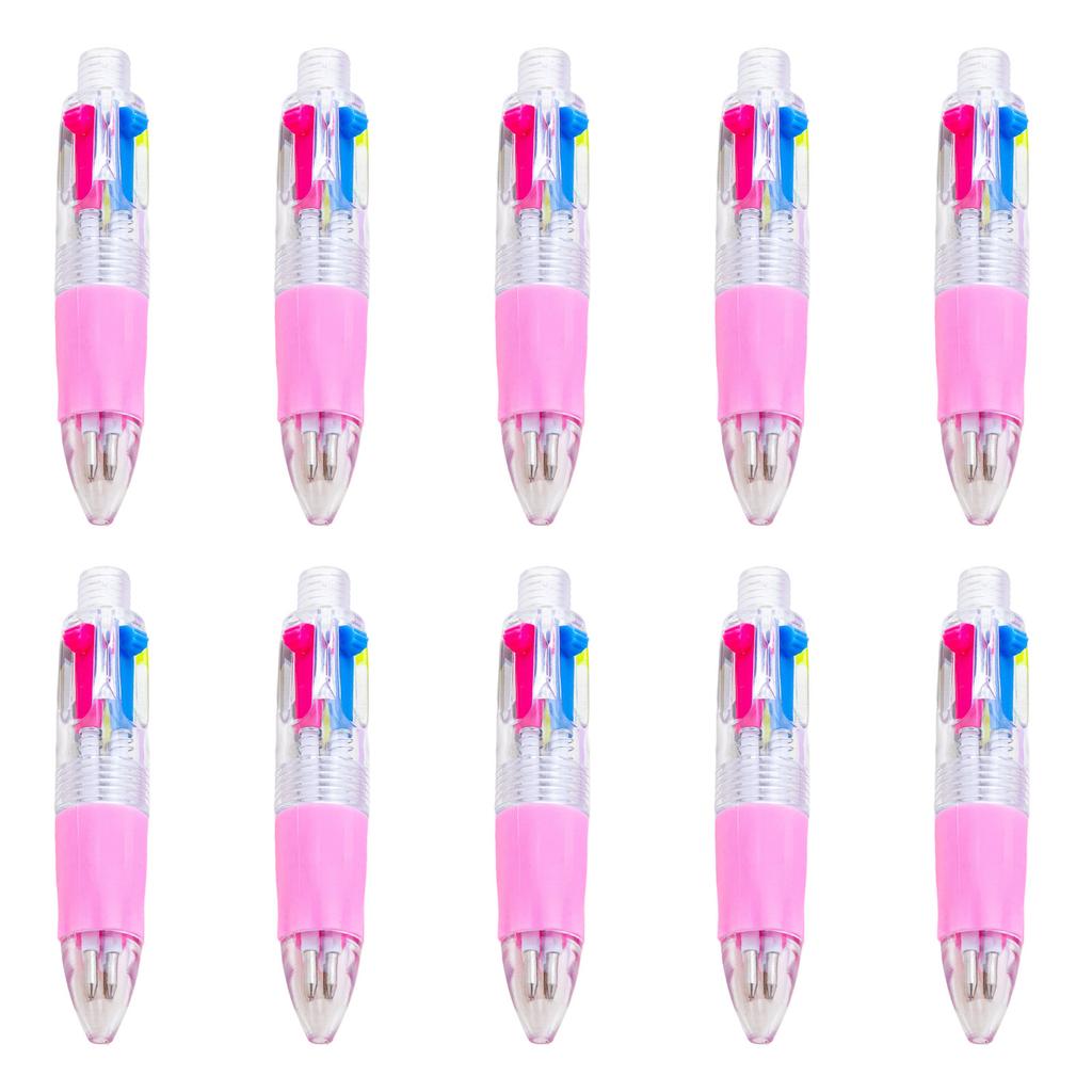 10 Pcs Multicolor Pen 4 In 1 Retractable Ballpoint Pen Small Ballpoint Pen School Office Supplies for Writing