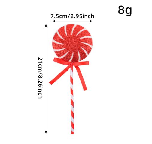 Simulation Plastic Glittery Candy Cane Christmas Lollipop Pendant Xmas Tree Hanging Ornament New Year Home Party Decoration