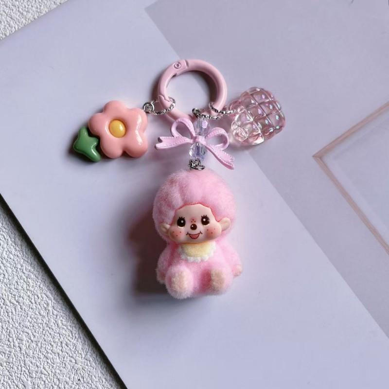Cartoon Plush Monchhichi Keychain Pendant Cute Plush Monkey Pendant Phone Chain Decoration Monchhichi Mini Plush Bag Pendant