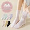 Women's Seamless Antibacterial Mid-Calf Cotton Socks - Thin, Odor-Resistant, Ideal for Spring/Summer, Postpartum Care