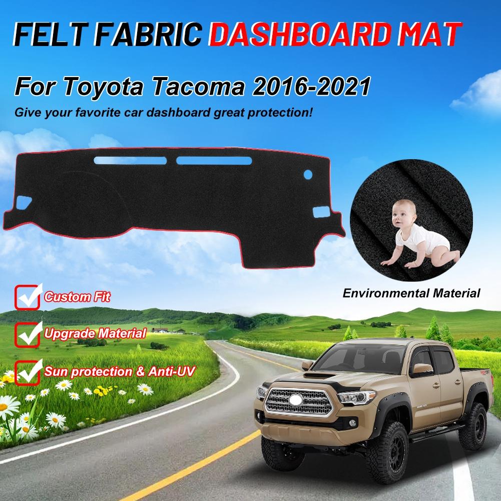 Anti Slips Dash Mat Fit For Toyota Tacoma 2016-2021 Left Hand Drive Felt Fabric Dashmat Dashboard Cover Red Trim