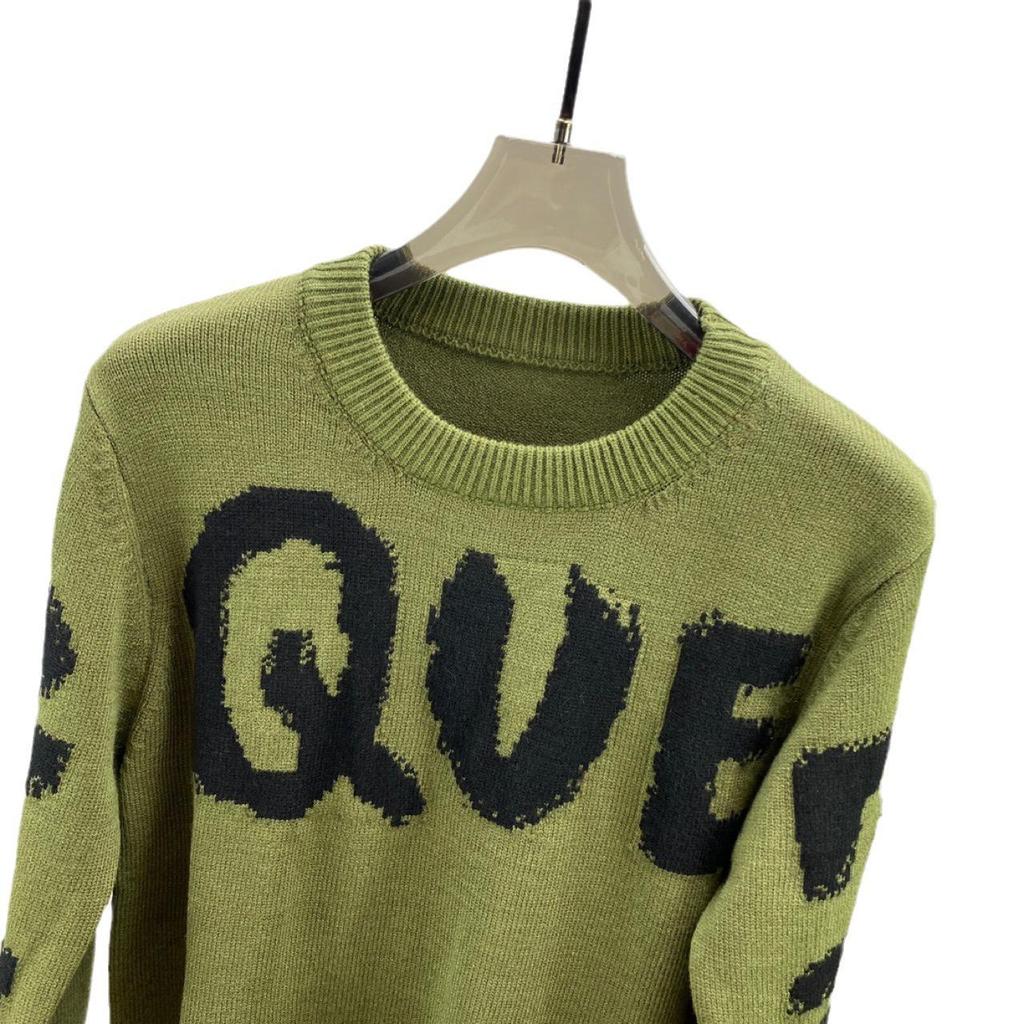 European Fashion Unisex Long-Sleeve Wool Sweater with Letter Print