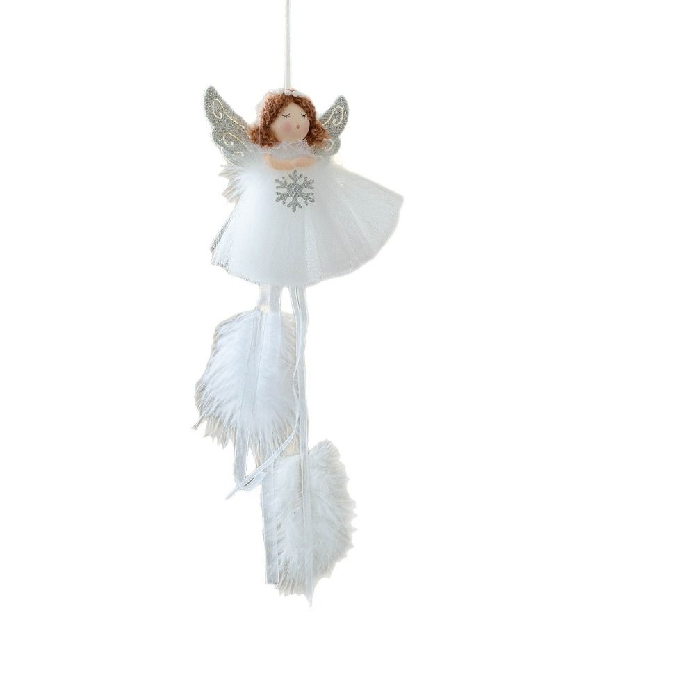 Feather Christmas Hanging Decorations Mesh skirt Angel Girl Doll  Party Supplies