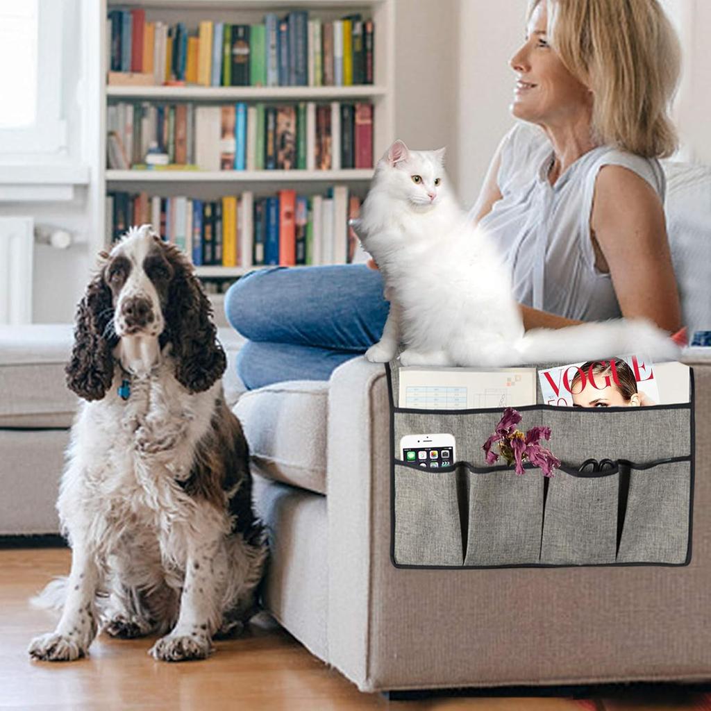 Premium Remote Holder for Couch Storage Organizer, Non Slip Armrest Armchair Caddy for Recliners Accessories, Thick Rest Cover Pockets for TV
