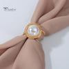 Exquisite Gift for Her Alloy Silk Scarf Ring with Faux Pearls, Clip Rings Women, Shining Pearl Slide Round Buckle Clip, Elegant Retro Holder