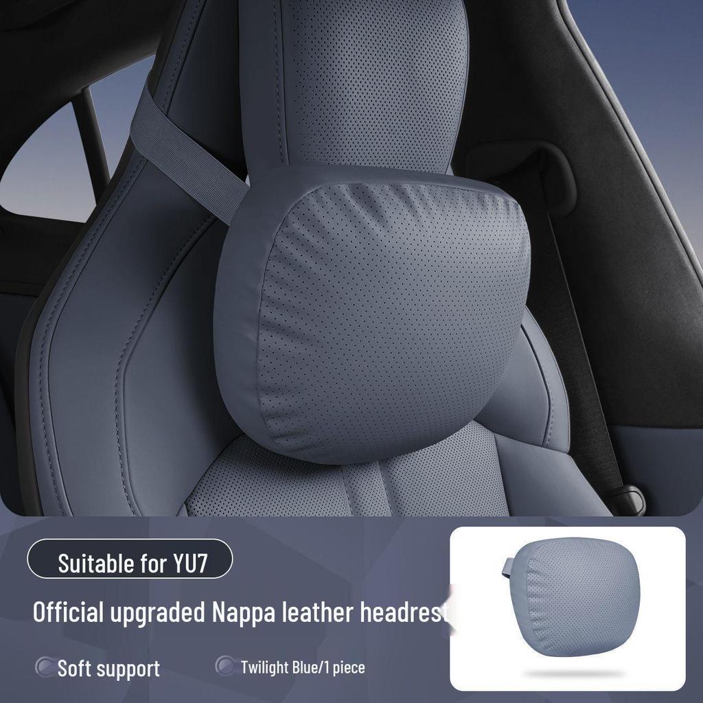 YU7 Headrest and Lumbar Support: Leather Memory Foam Neck Pillow and Lumbar Pad