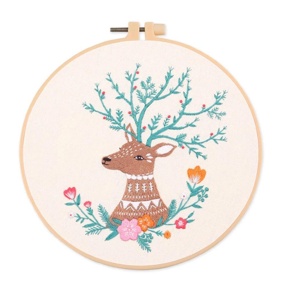 1Pc DIY Embroidery Cross Stitch Kit for Beginners-Handmade Fox Owl Butterfly Deer Pattern