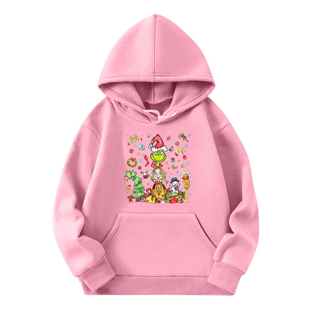 Child Fashion Lightweight Long Sleeve Pullover With Pockets Print Hoodie