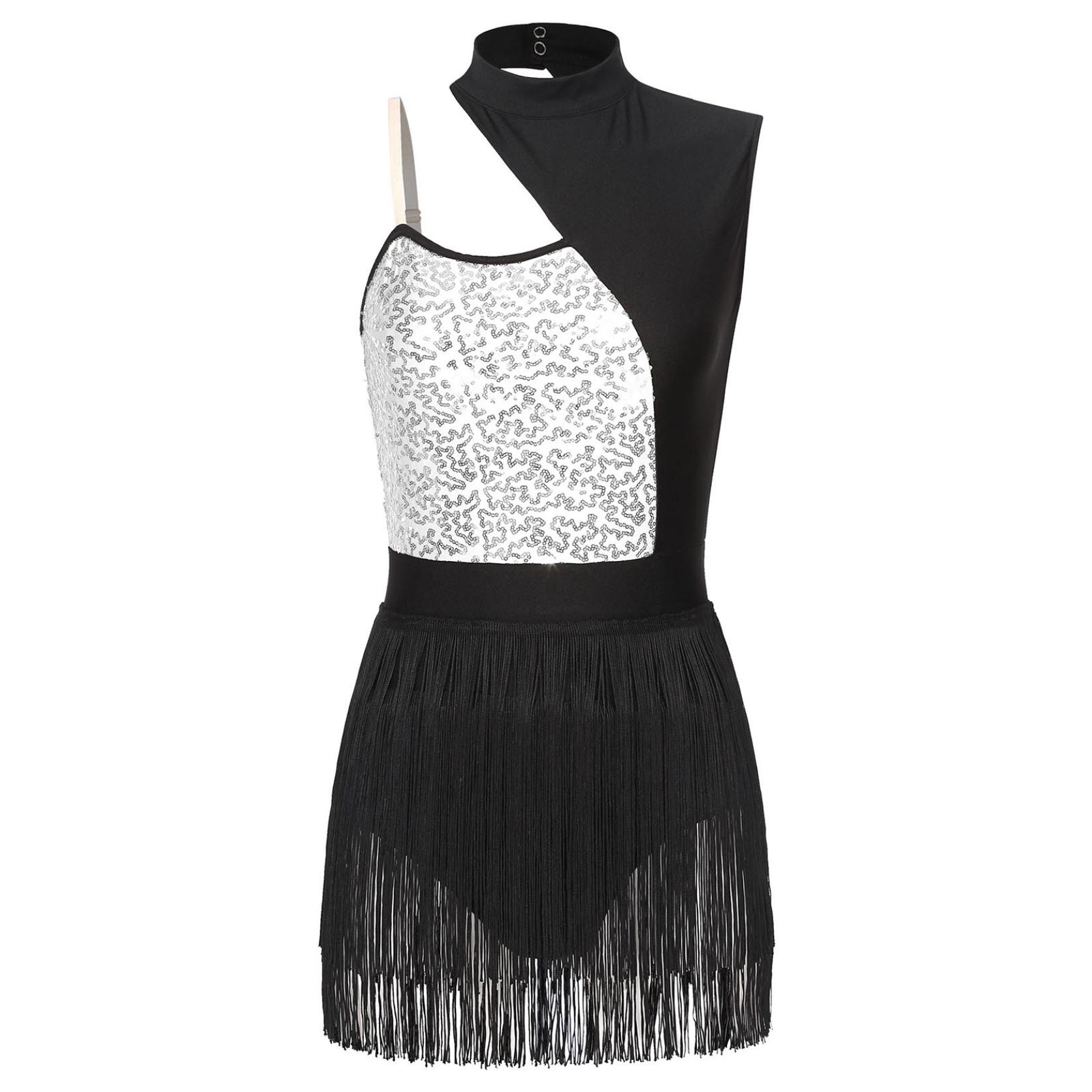 Freebily Robe Danse Latine Femme Justaucorps Gymnastique Lyrique Robe de Ballet Robe Danse
