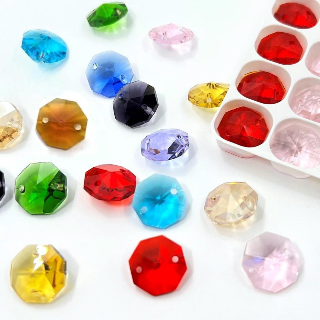 Himmelsfärd Åttkantiga Pärlor, 14mm, 2 Hål, Färgglada, 10 Färger, 100 Stycken, Solfångare, Åttkant, Delar, Material, Tillbehör, Handgjorda