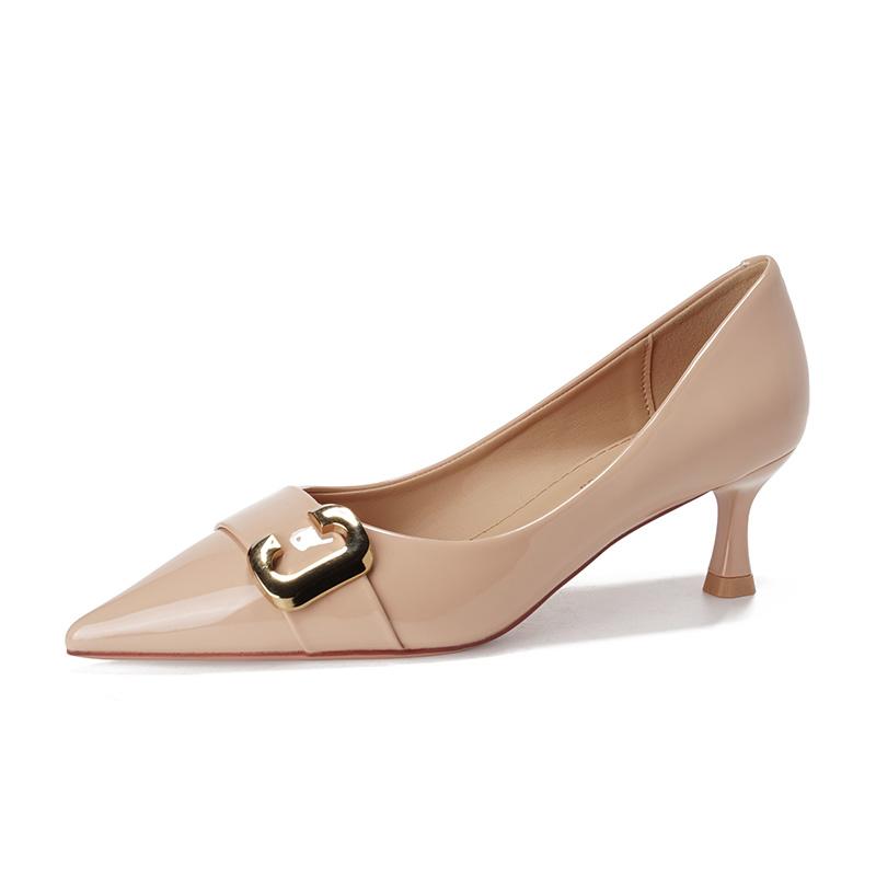 Spring Fashion Ladies Pumps Patent Leather Women High Heels Buckle High Heeled Single Shoes Career Commuter Shoes