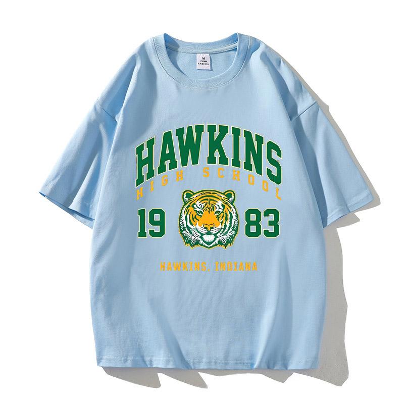 High Quality Cotton Hawkins High School 1983 Print TShirt Men Harajuku Tee Shirts Fashion Streetwear Casual Crewneck Tshirt