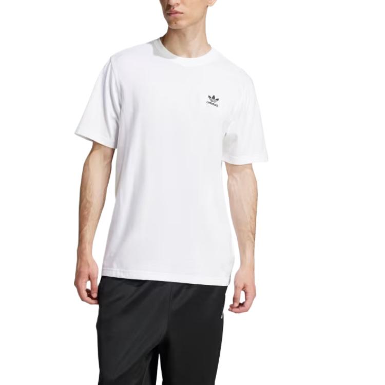 Adidas Originals Trefoil Essentials Tee Series Simple Brand Logo Comfortable Fashion Knit Crew Neck Short Sleeve T-Shirt Men Tops White JI8544